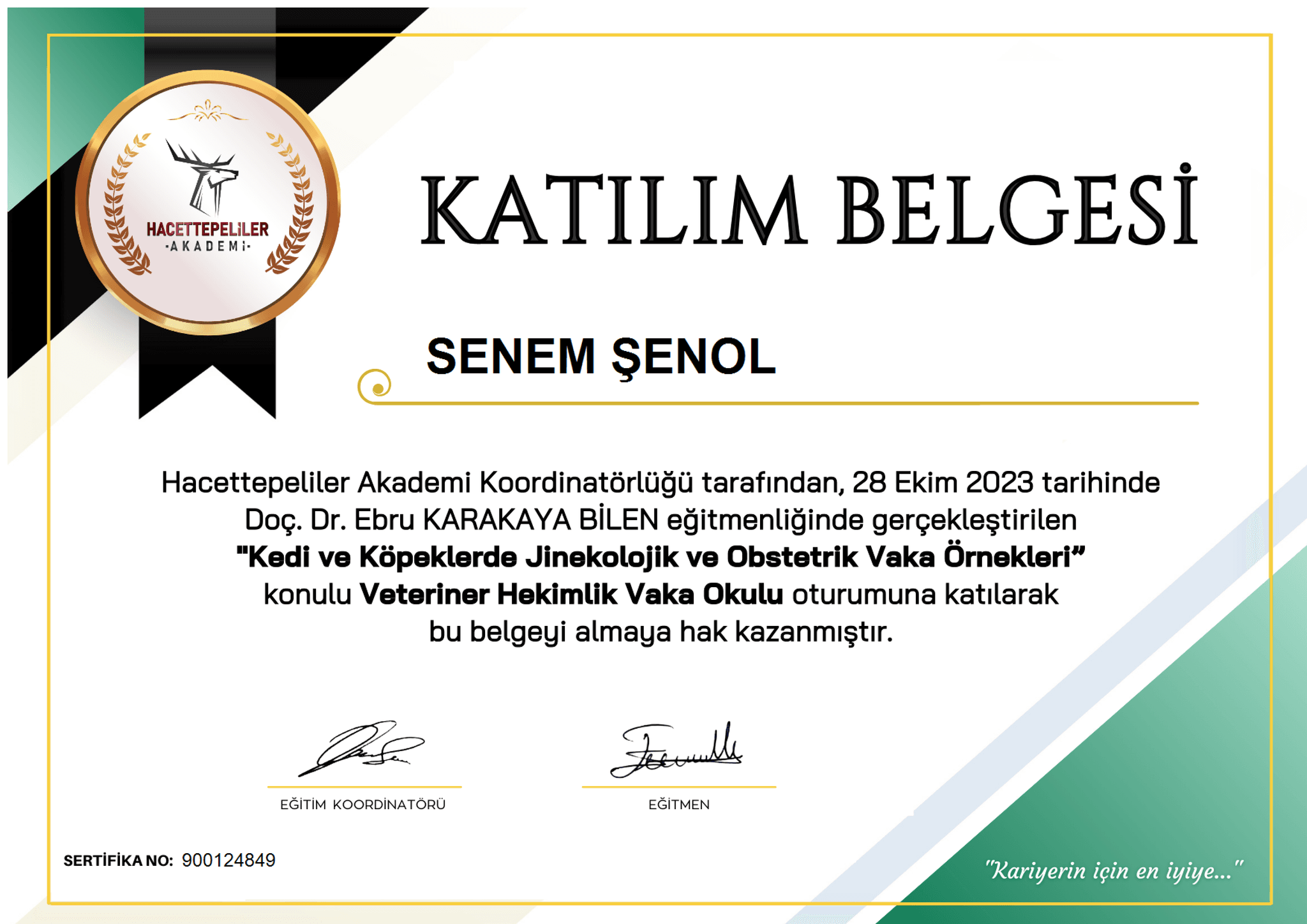 Senem Şenol - Sertifika 19